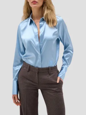 Regina Silk Shirt in Sky Blue