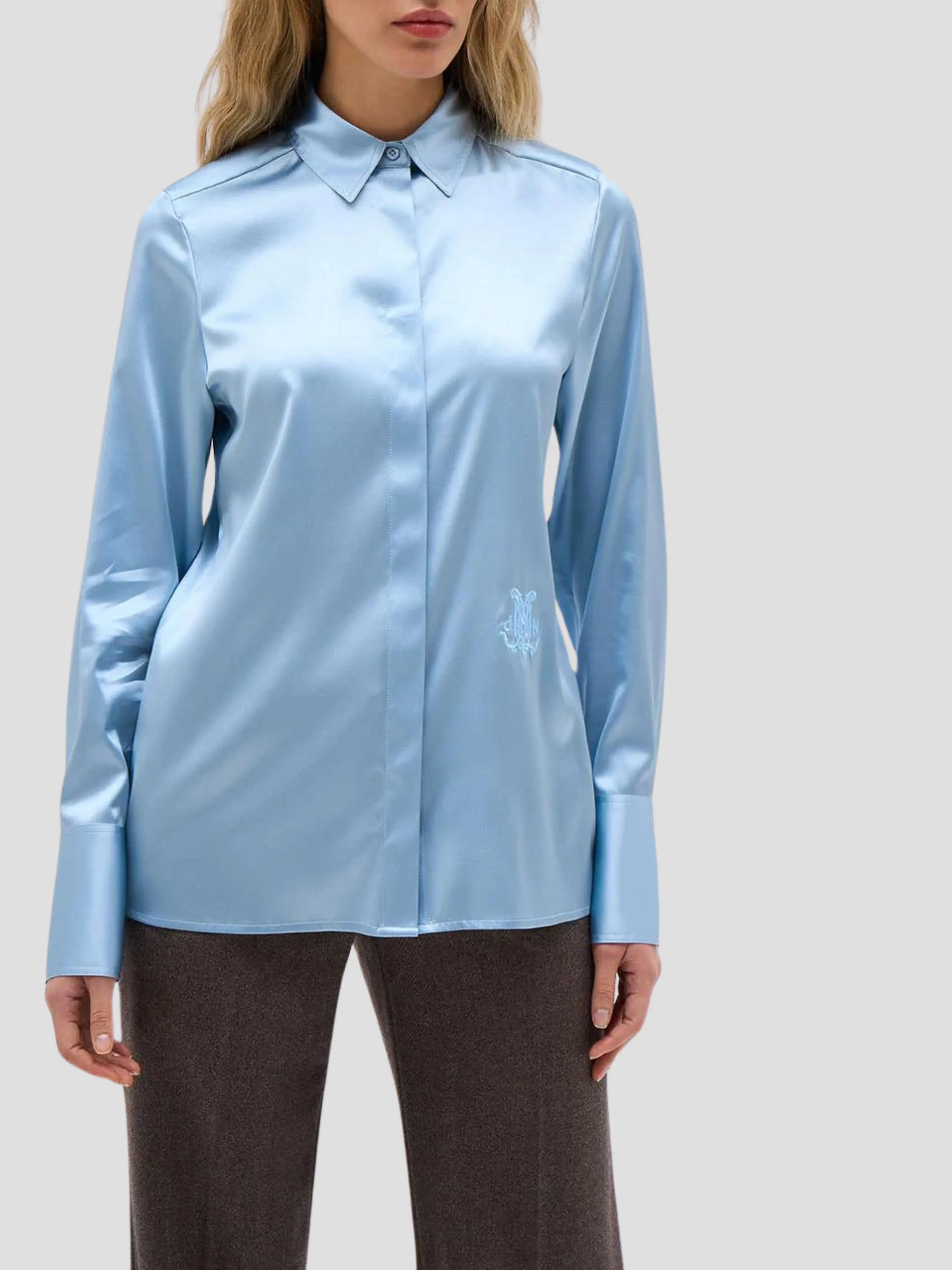 Regina Silk Shirt in Sky Blue