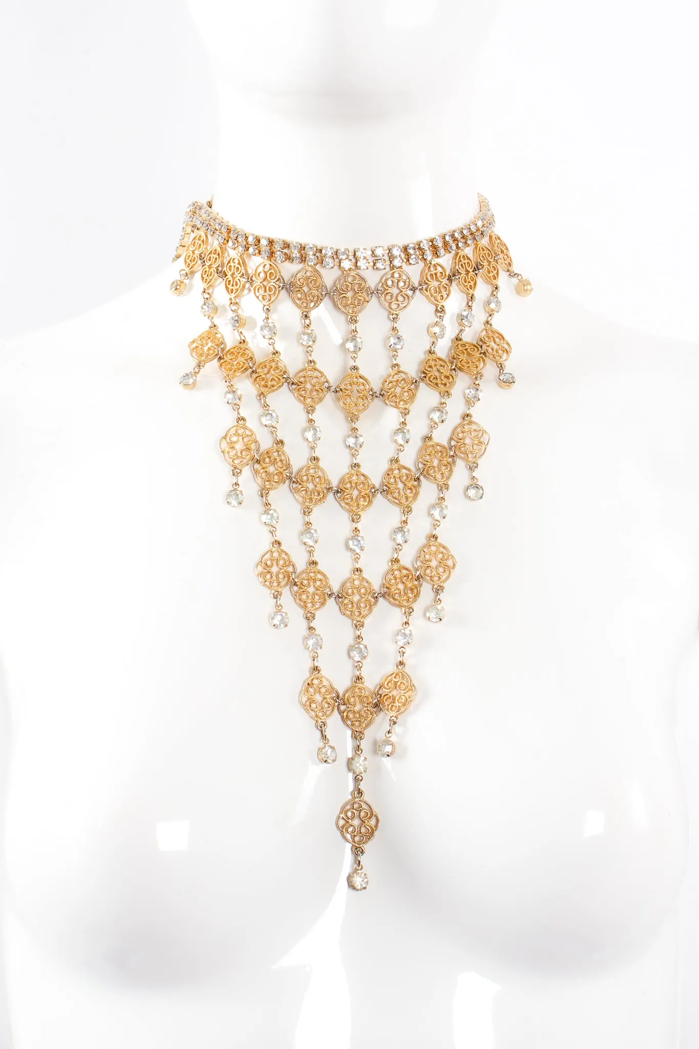 Rhinestone Filigree Bib Choker