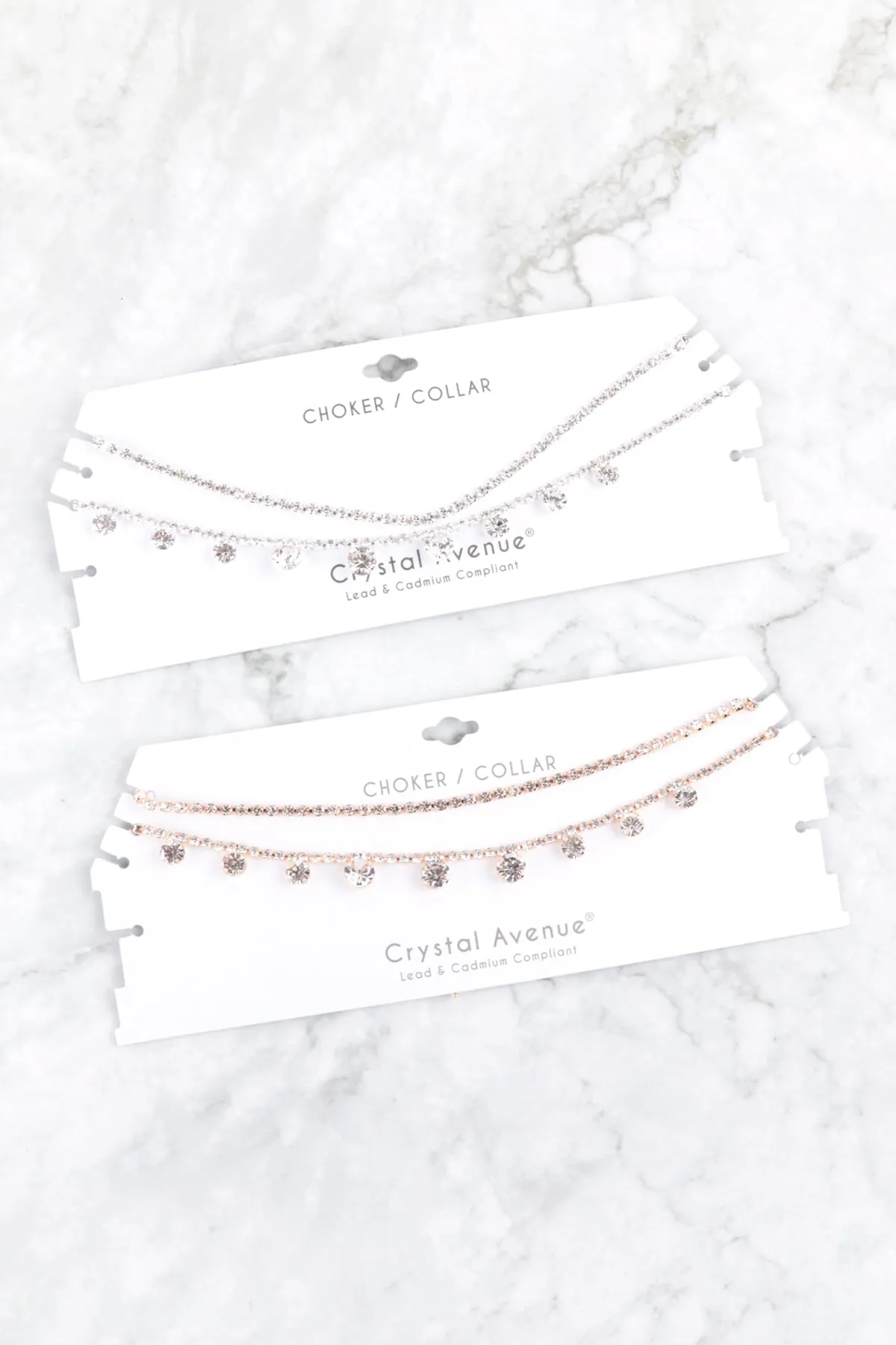 RHINESTONE LAYERED DAINTY CHOKER COLLAR NECKLACE