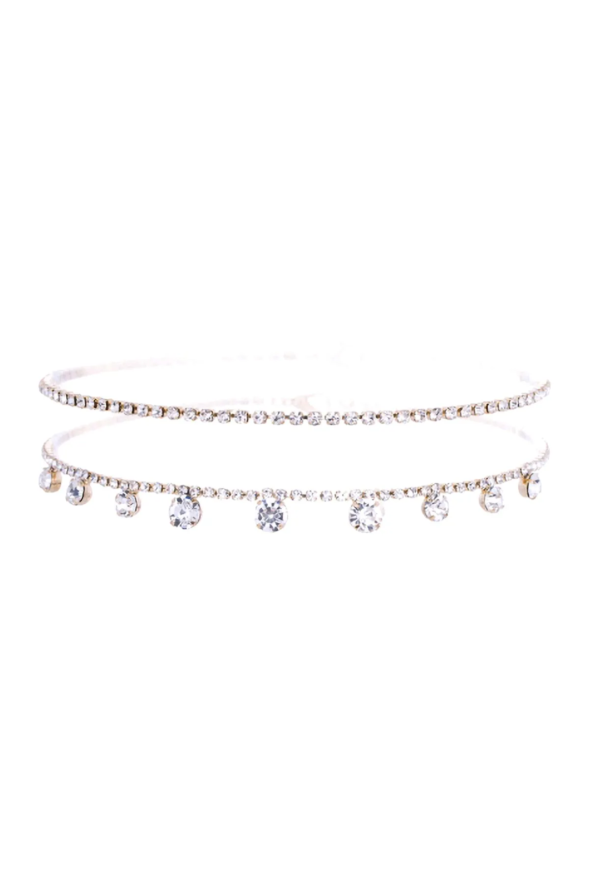 RHINESTONE LAYERED DAINTY CHOKER COLLAR NECKLACE