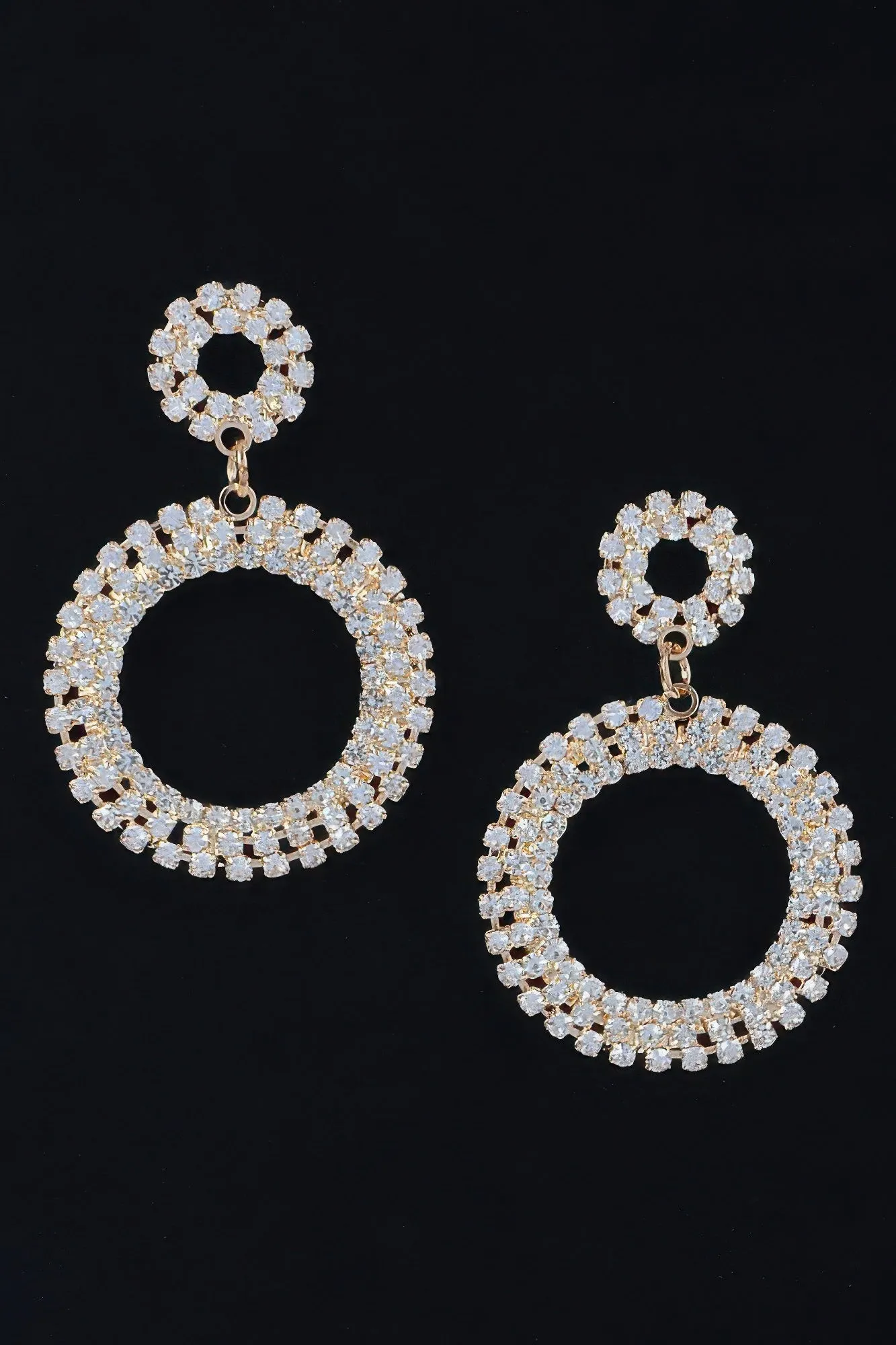 Rhinestone Round Circle Dangle Earrings