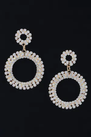 Rhinestone Round Circle Dangle Earrings