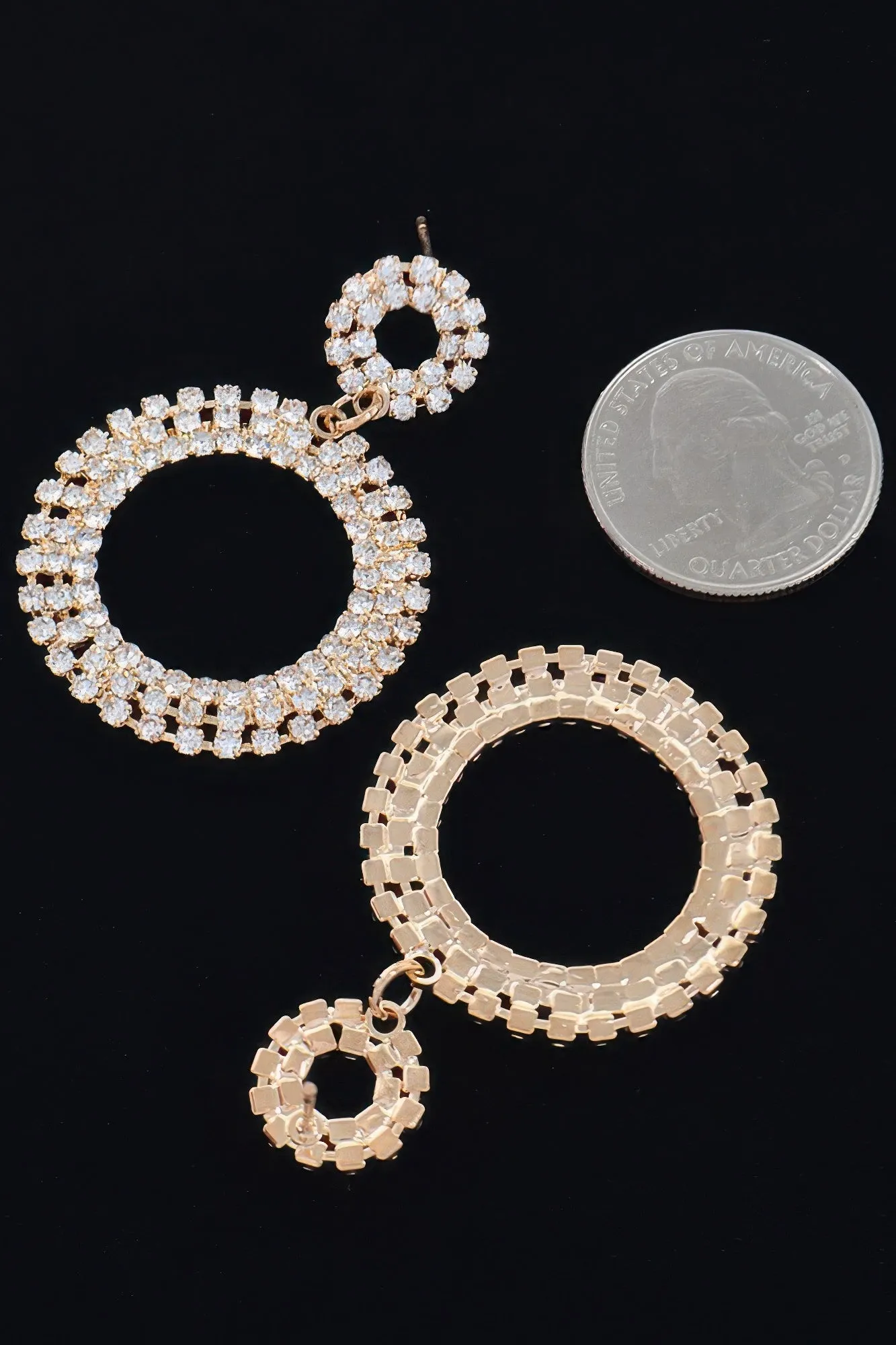 Rhinestone Round Circle Dangle Earrings