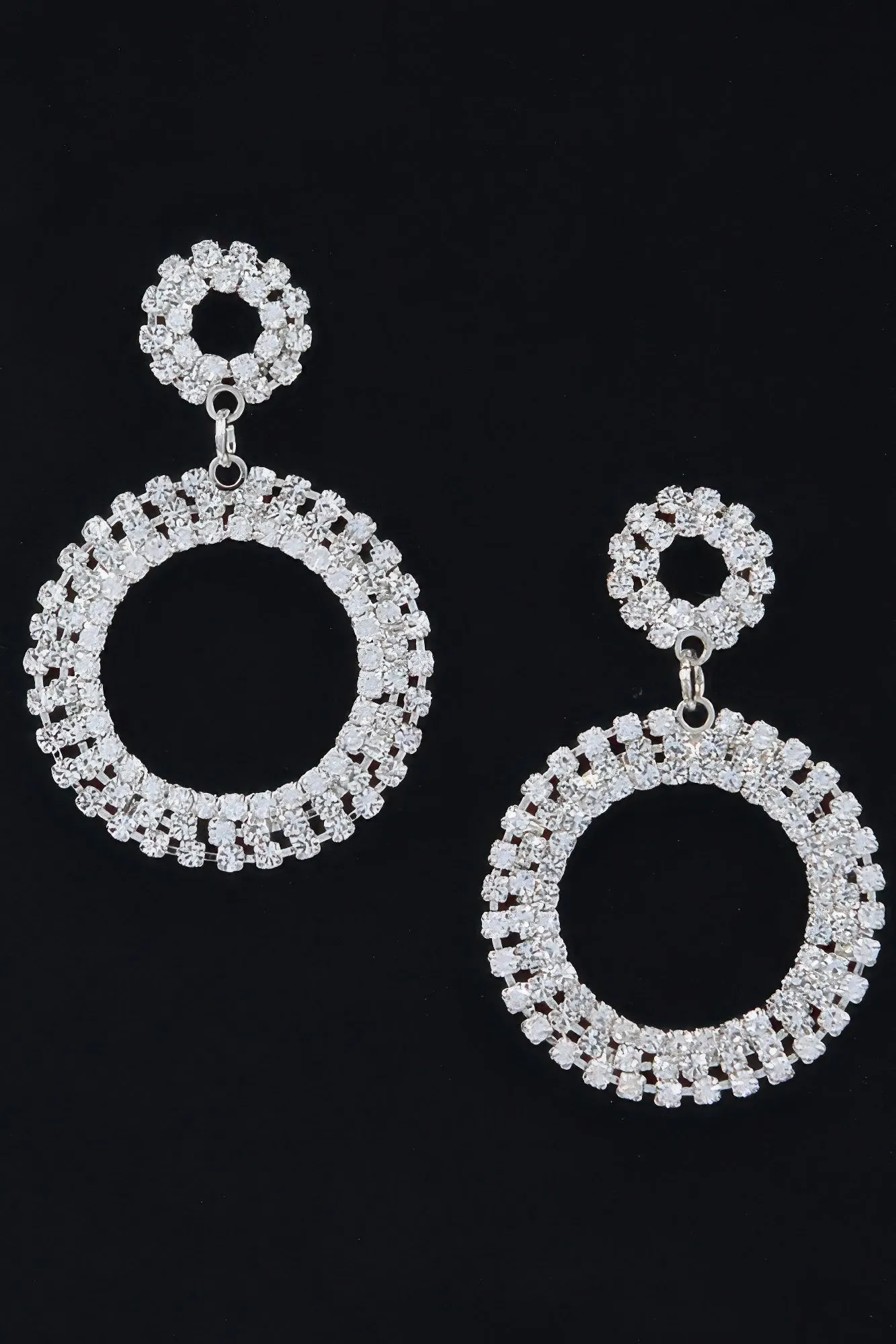 Rhinestone Round Circle Dangle Earrings