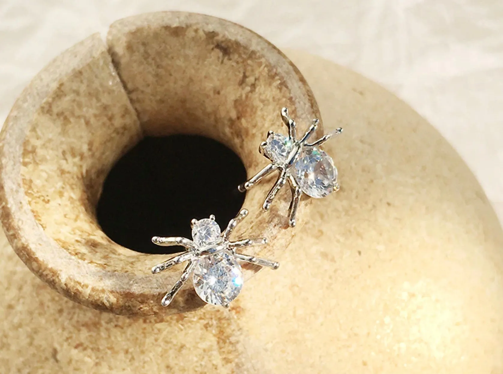 Rhinestone Spider Earrings