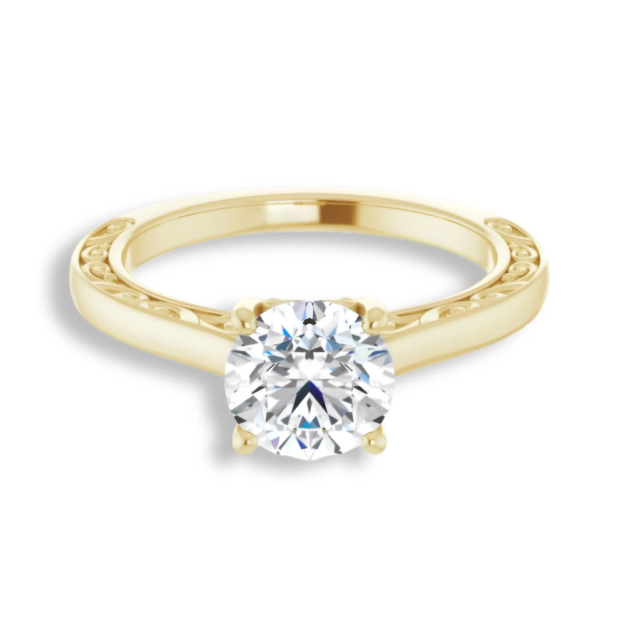 Round Diamond Four Prong Solitaire Engagement Ring