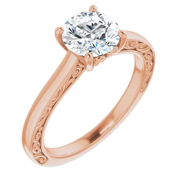 Round Diamond Four Prong Solitaire Engagement Ring