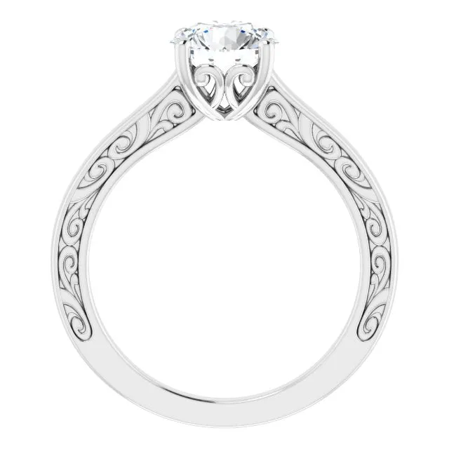 Round Diamond Four Prong Solitaire Engagement Ring