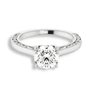 Round Diamond Four Prong Solitaire Engagement Ring