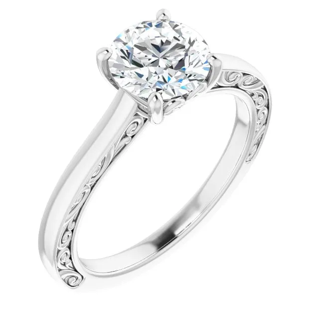 Round Diamond Four Prong Solitaire Engagement Ring