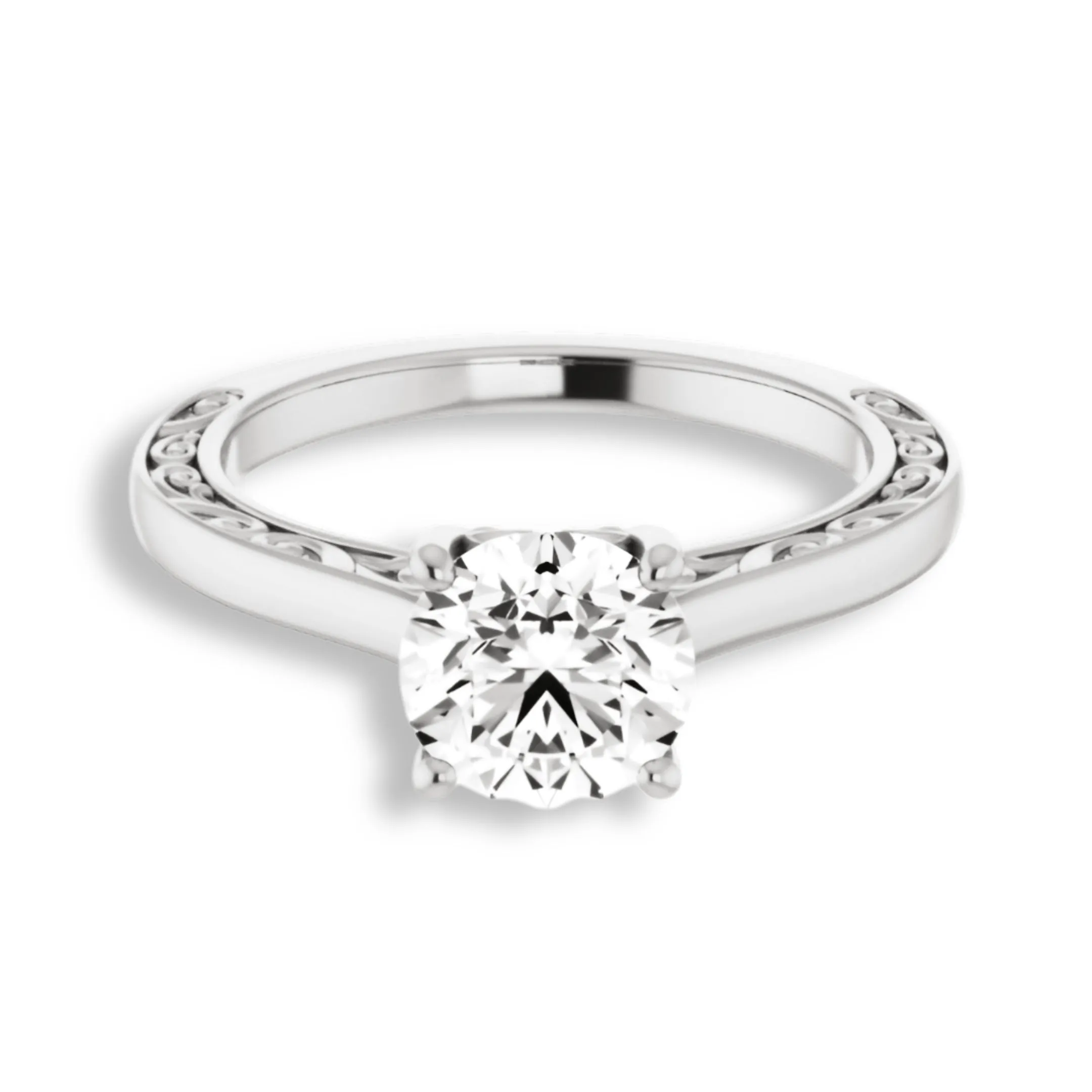 Round Diamond Four Prong Solitaire Engagement Ring