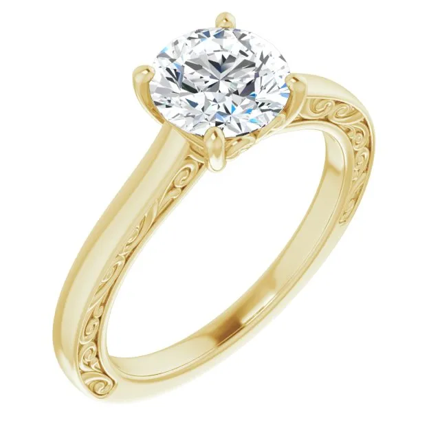 Round Diamond Four Prong Solitaire Engagement Ring