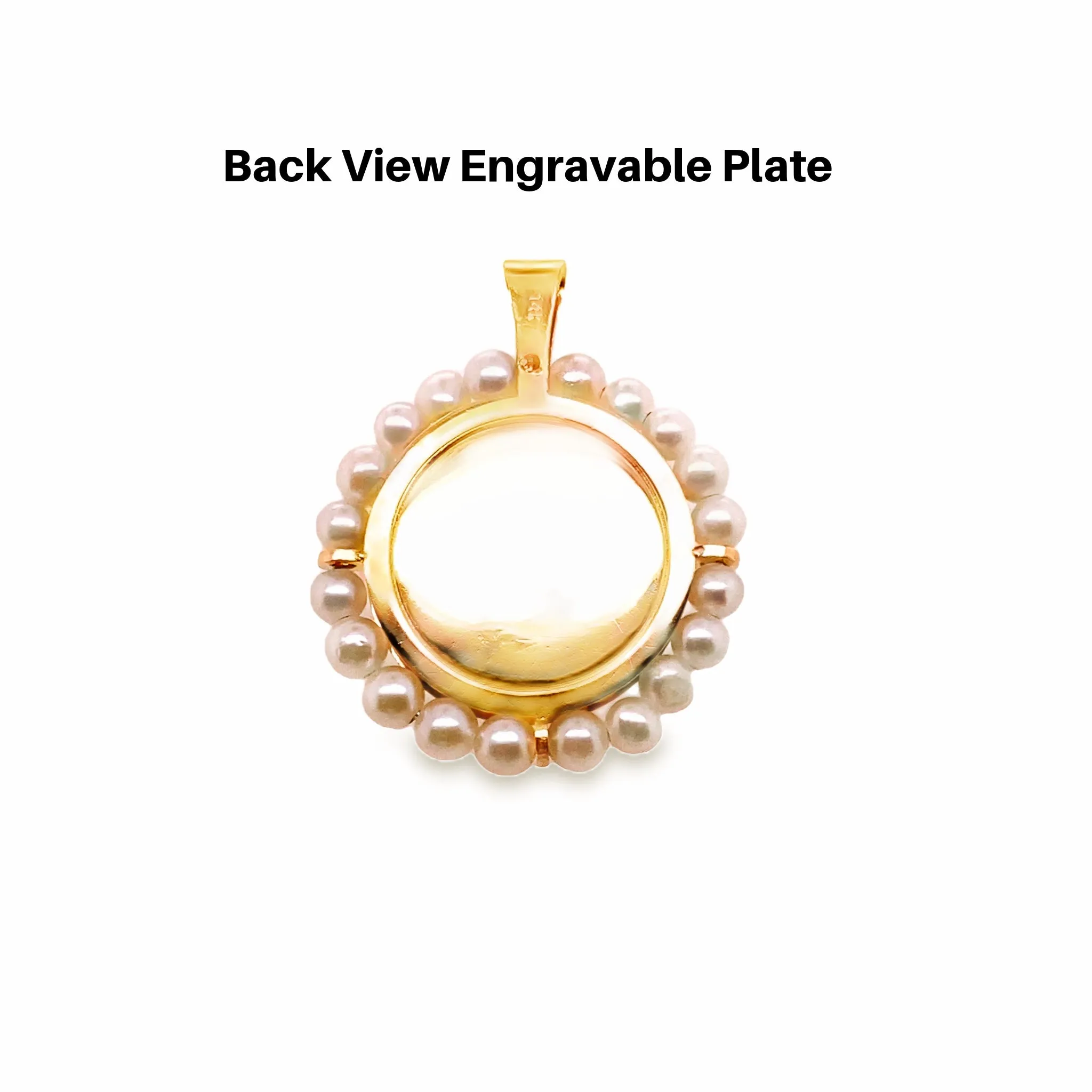 Round Mother of Pearl Miraculous Medal Pendant with Mini Pearl Frame