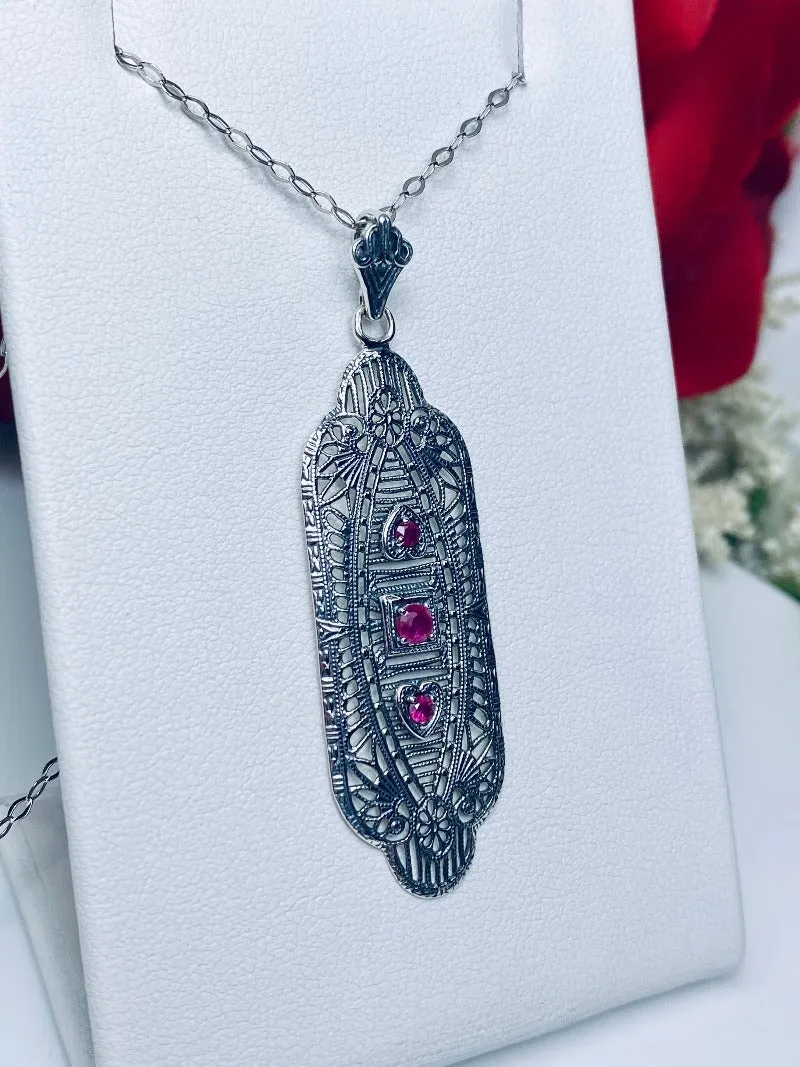 Ruby Earrings & Pendant Set, Simulated or Natural Gemstones, Angel Wings Vintage Revival Jewelry #S359