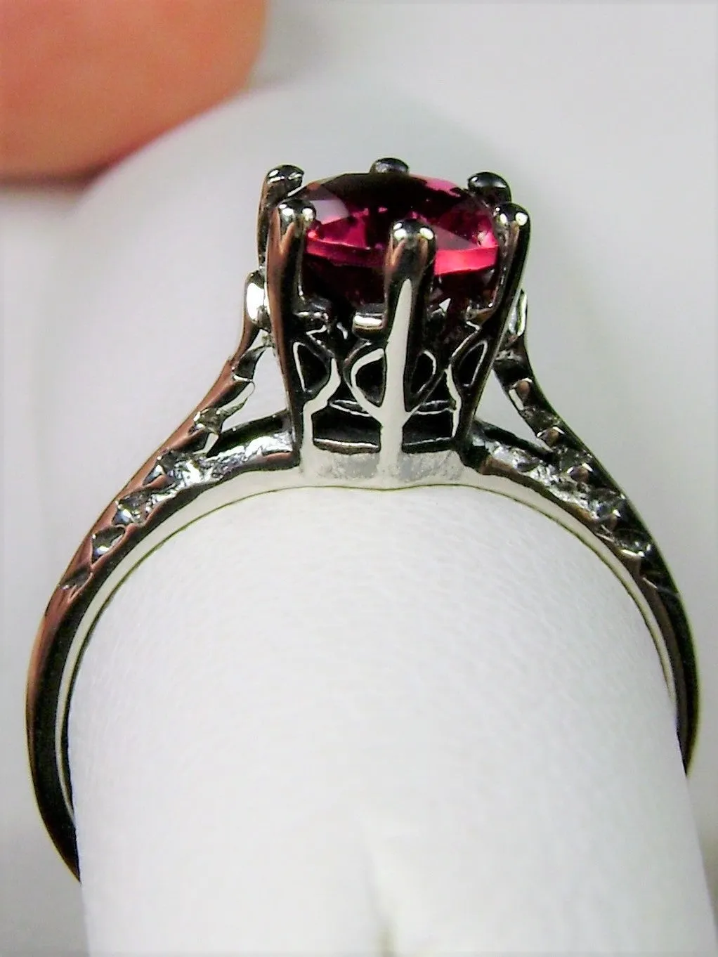 Ruby Ring, Victorian Wedding Solitaire #D22