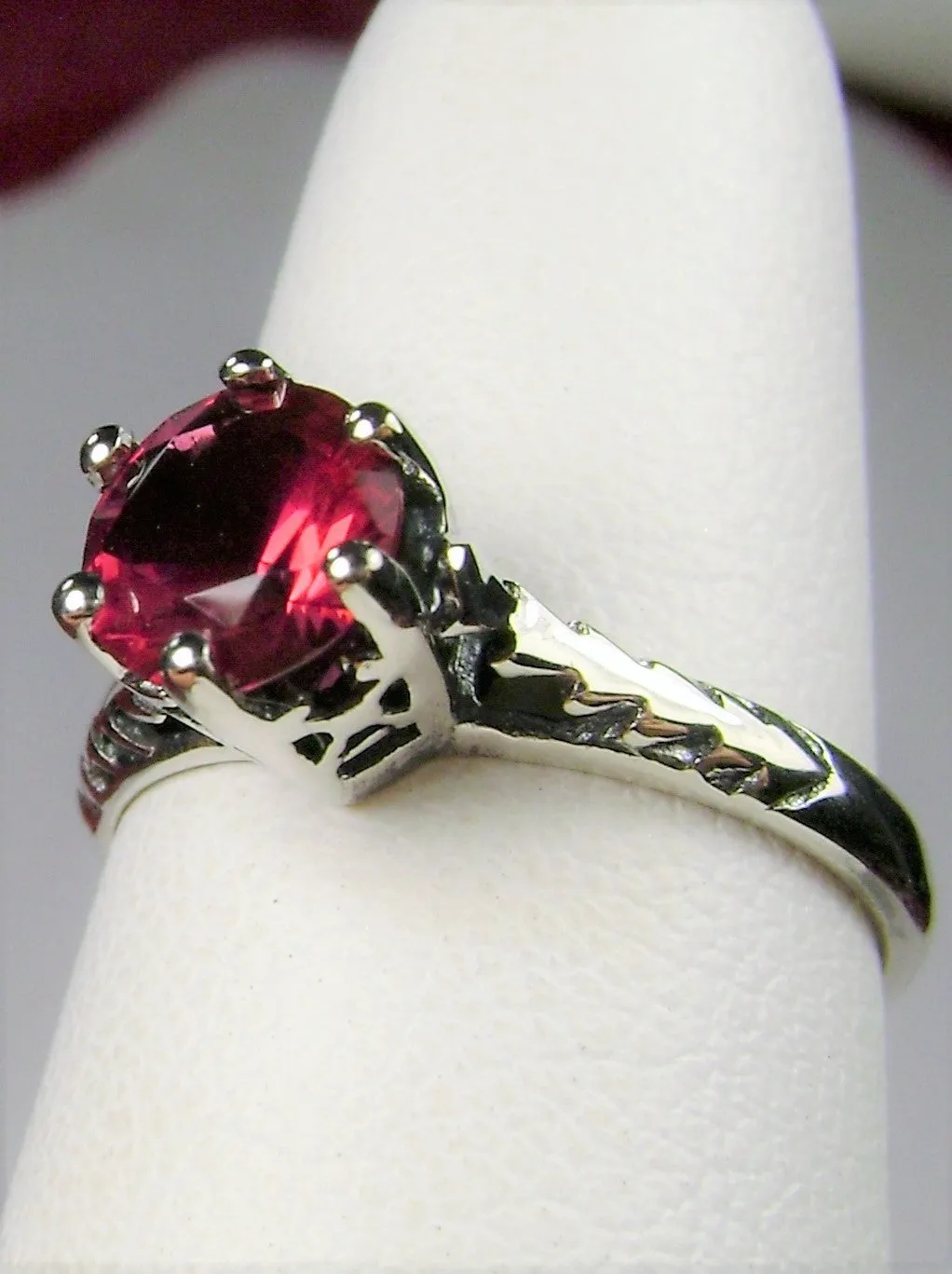 Ruby Ring, Victorian Wedding Solitaire #D22