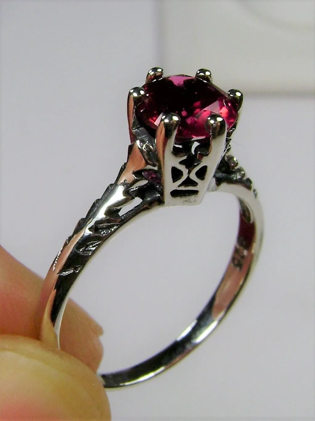 Ruby Ring, Victorian Wedding Solitaire #D22