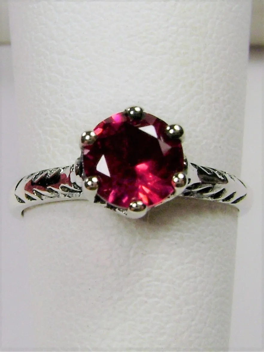 Ruby Ring, Victorian Wedding Solitaire #D22