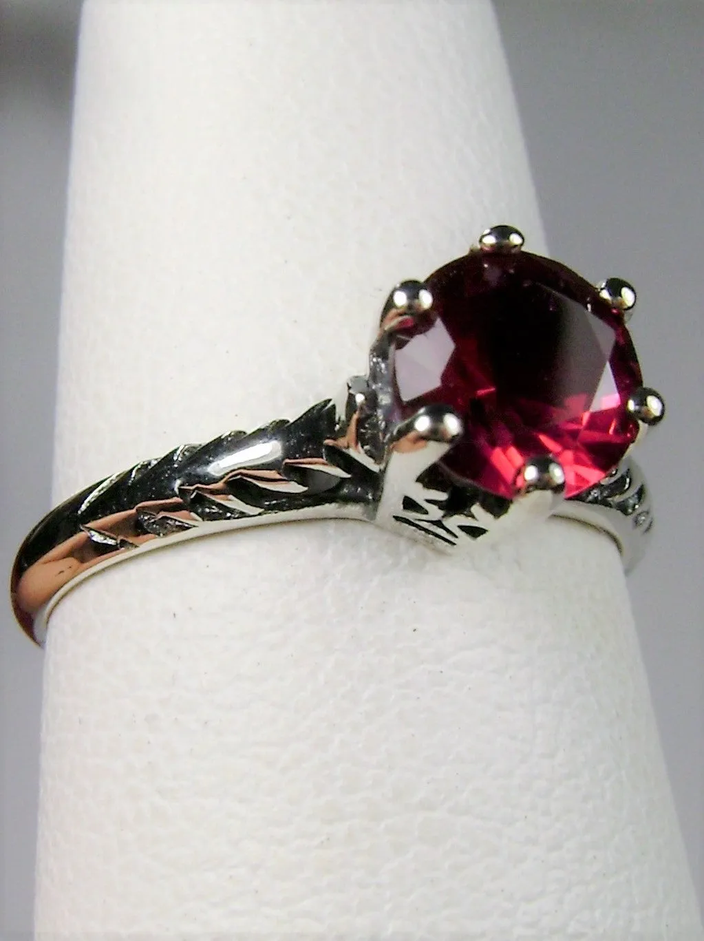 Ruby Ring, Victorian Wedding Solitaire #D22