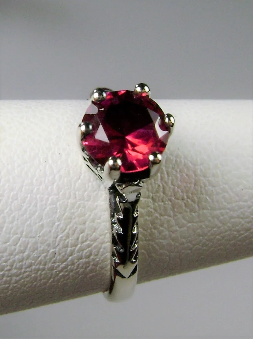 Ruby Ring, Victorian Wedding Solitaire #D22
