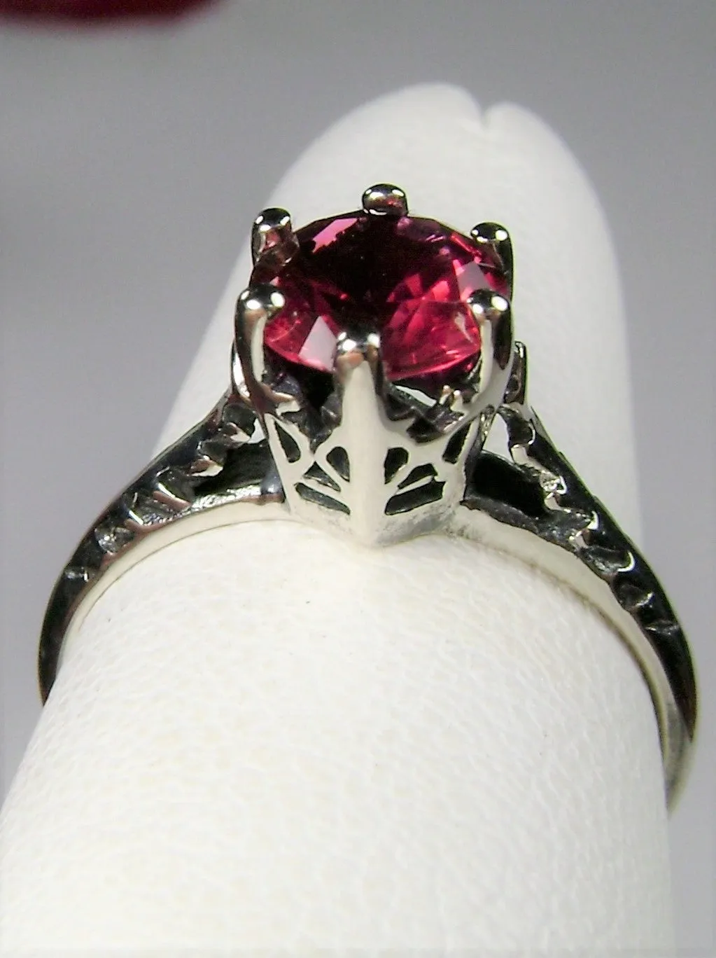 Ruby Ring, Victorian Wedding Solitaire #D22