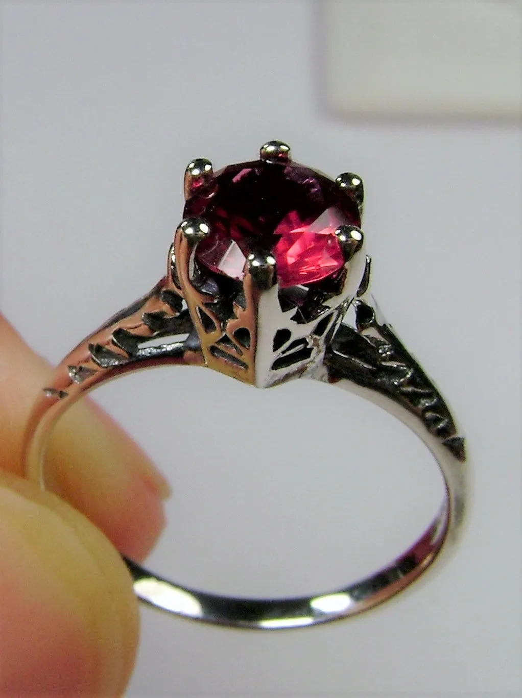 Ruby Ring, Victorian Wedding Solitaire #D22