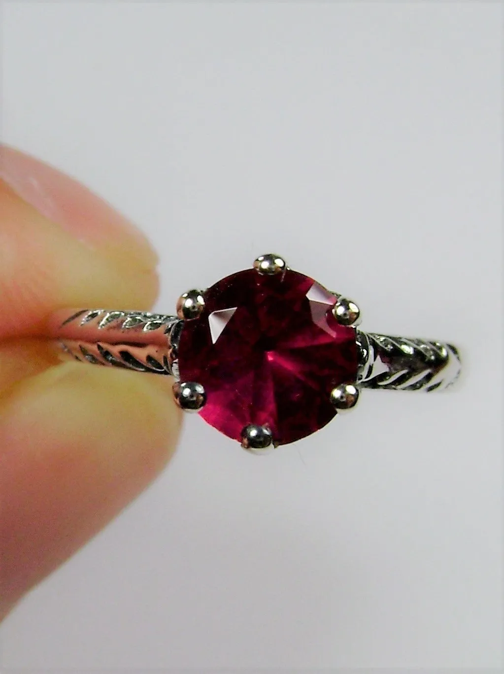 Ruby Ring, Victorian Wedding Solitaire #D22