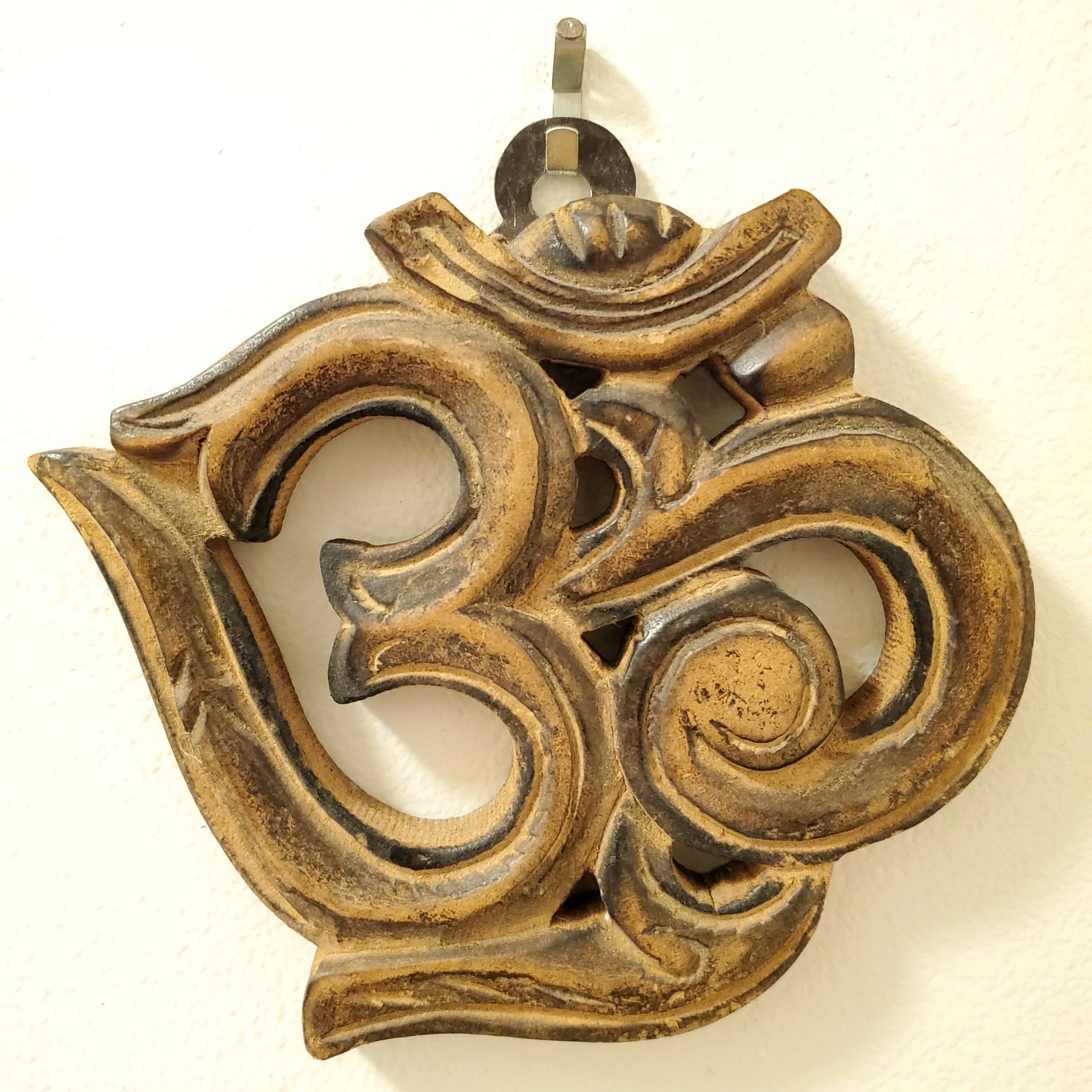 Sacred Om Symbol Wood Carving Wall Art