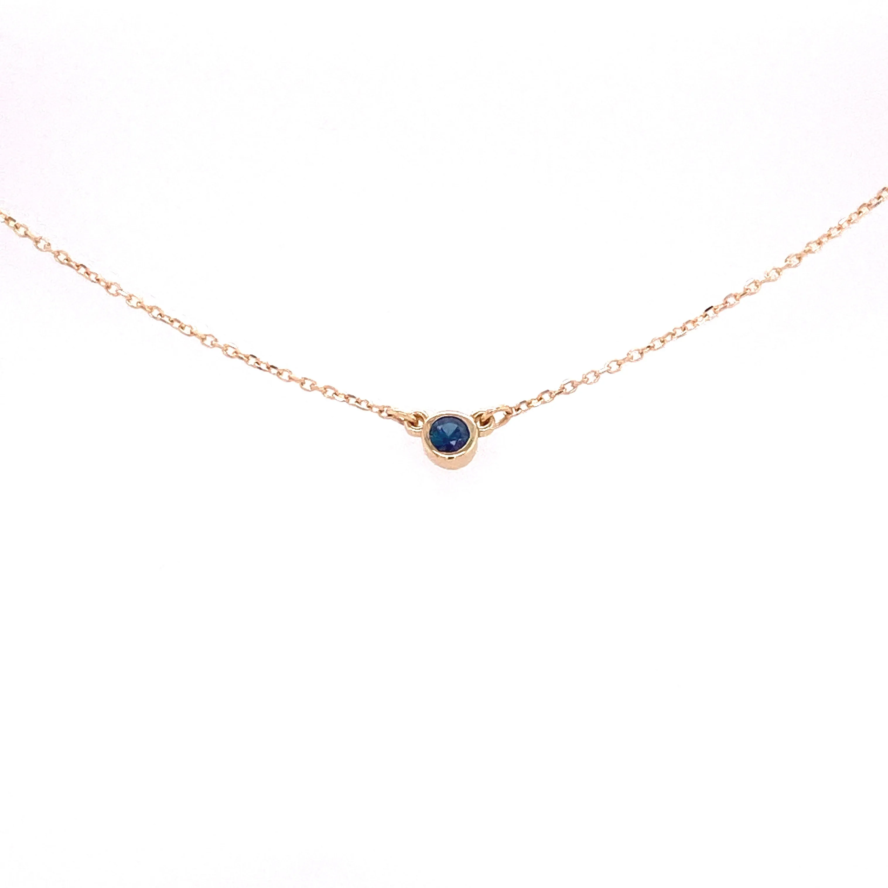 SAPPHIRE BEZEL NECKLACE | 14K GOLD | 3MM SAPPHIRE