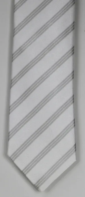 SERICA SILK MID GREY/WHITE STRIPE TIE