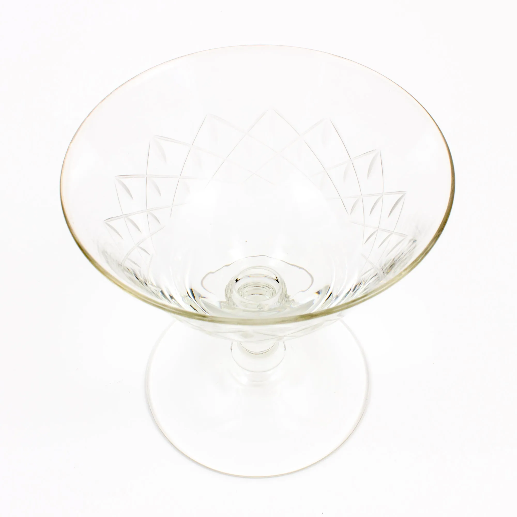 Set of Six Vintage French Cut Crystal Champagne Coupes