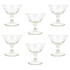 Set of Six Vintage French Cut Crystal Champagne Coupes
