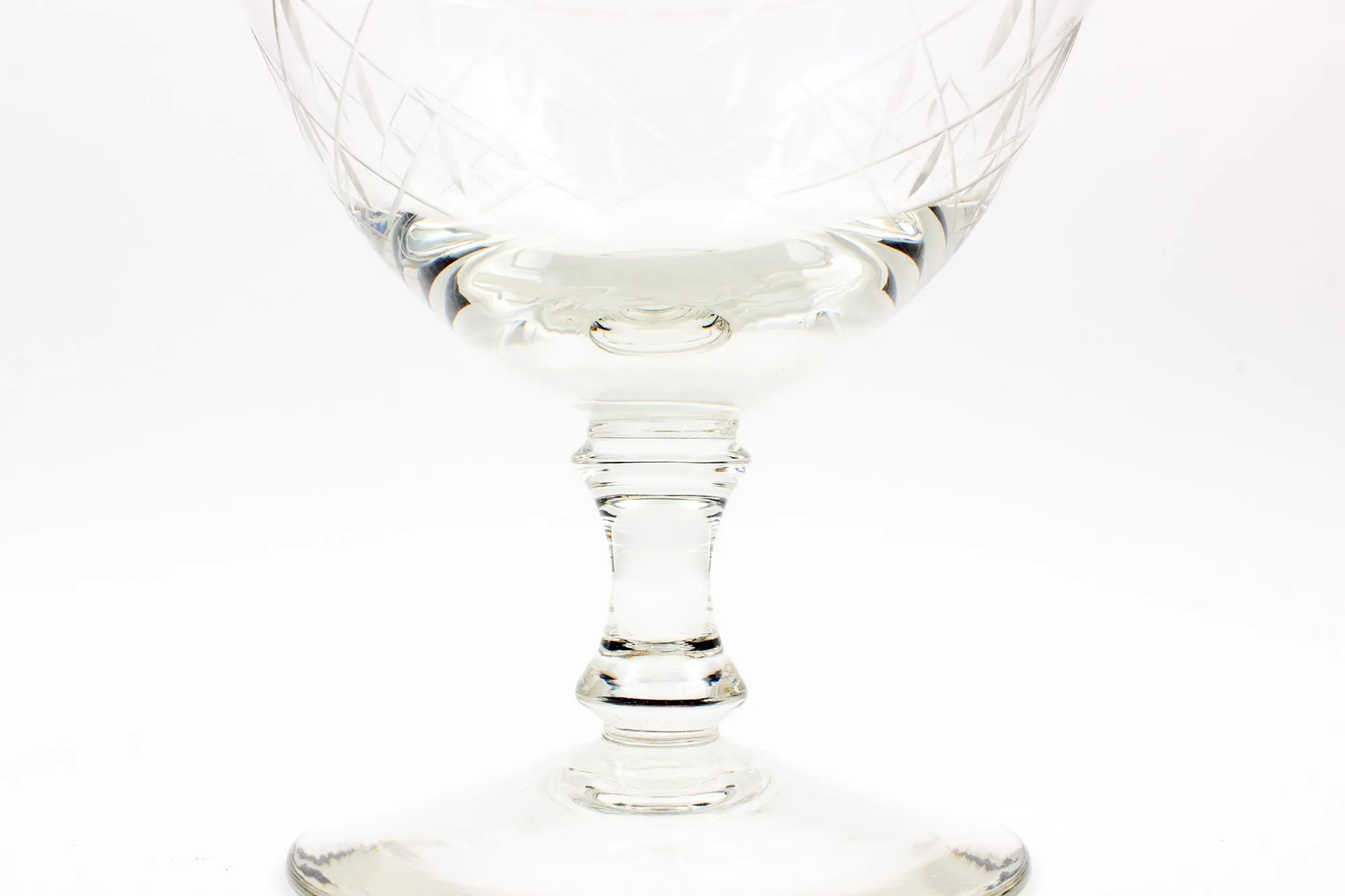 Set of Six Vintage French Cut Crystal Champagne Coupes