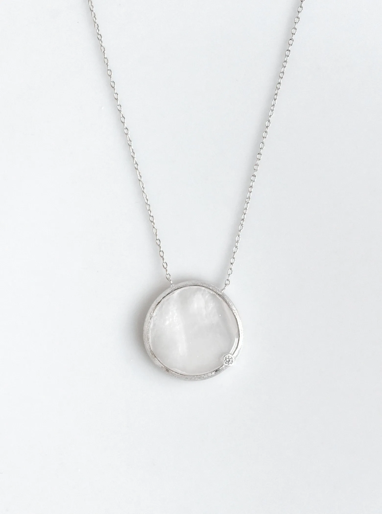 Shelly Single Mother of Pearl With CZ Necklace