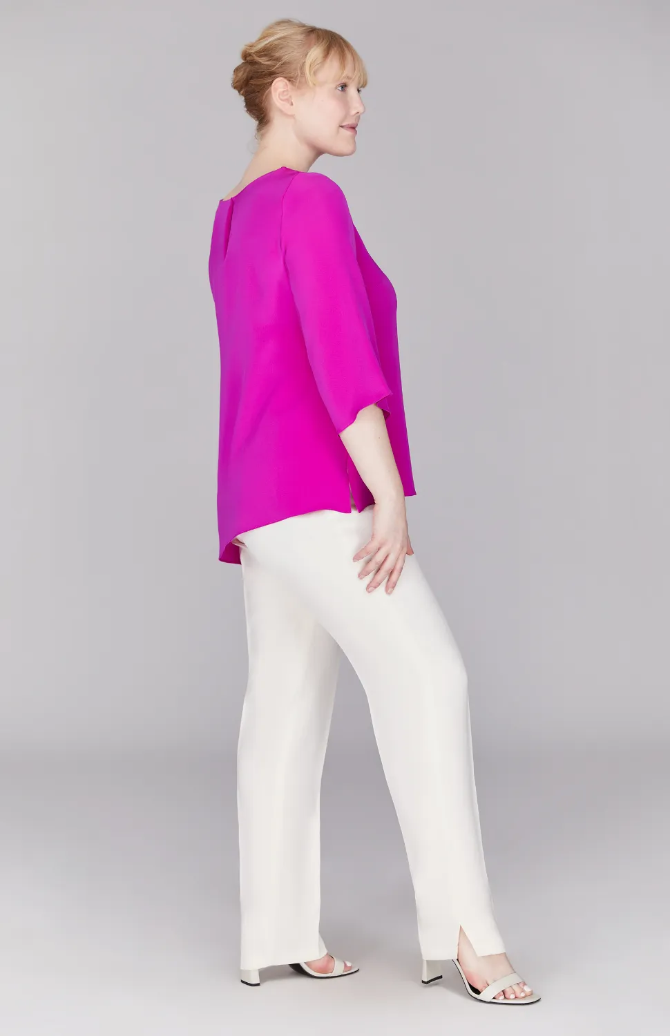 Silk Asymmetric Side Drape Tunic