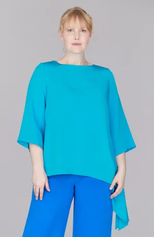 Silk Asymmetric Side Drape Tunic
