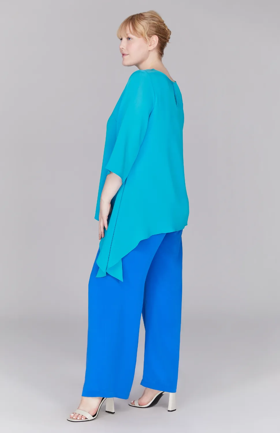 Silk Asymmetric Side Drape Tunic