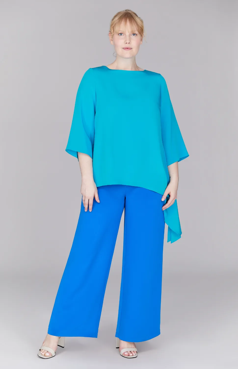 Silk Asymmetric Side Drape Tunic