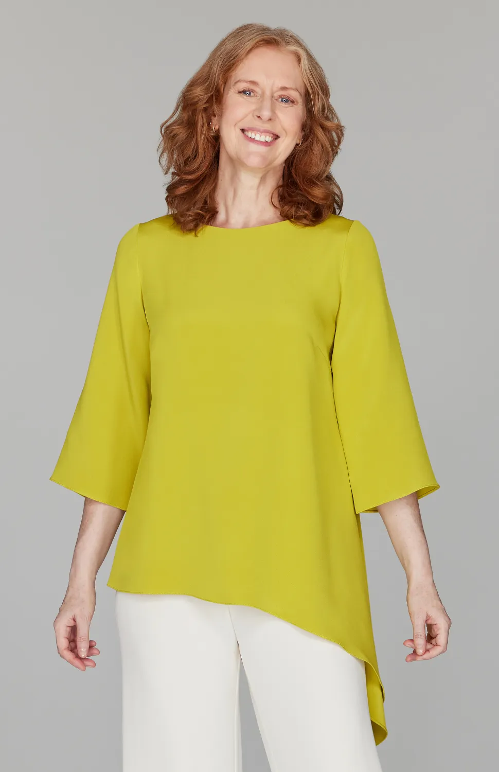 Silk Asymmetric Side Drape Tunic