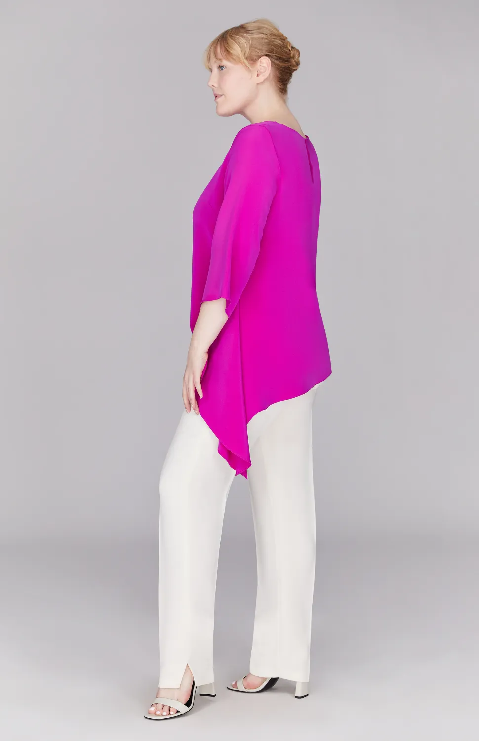 Silk Asymmetric Side Drape Tunic