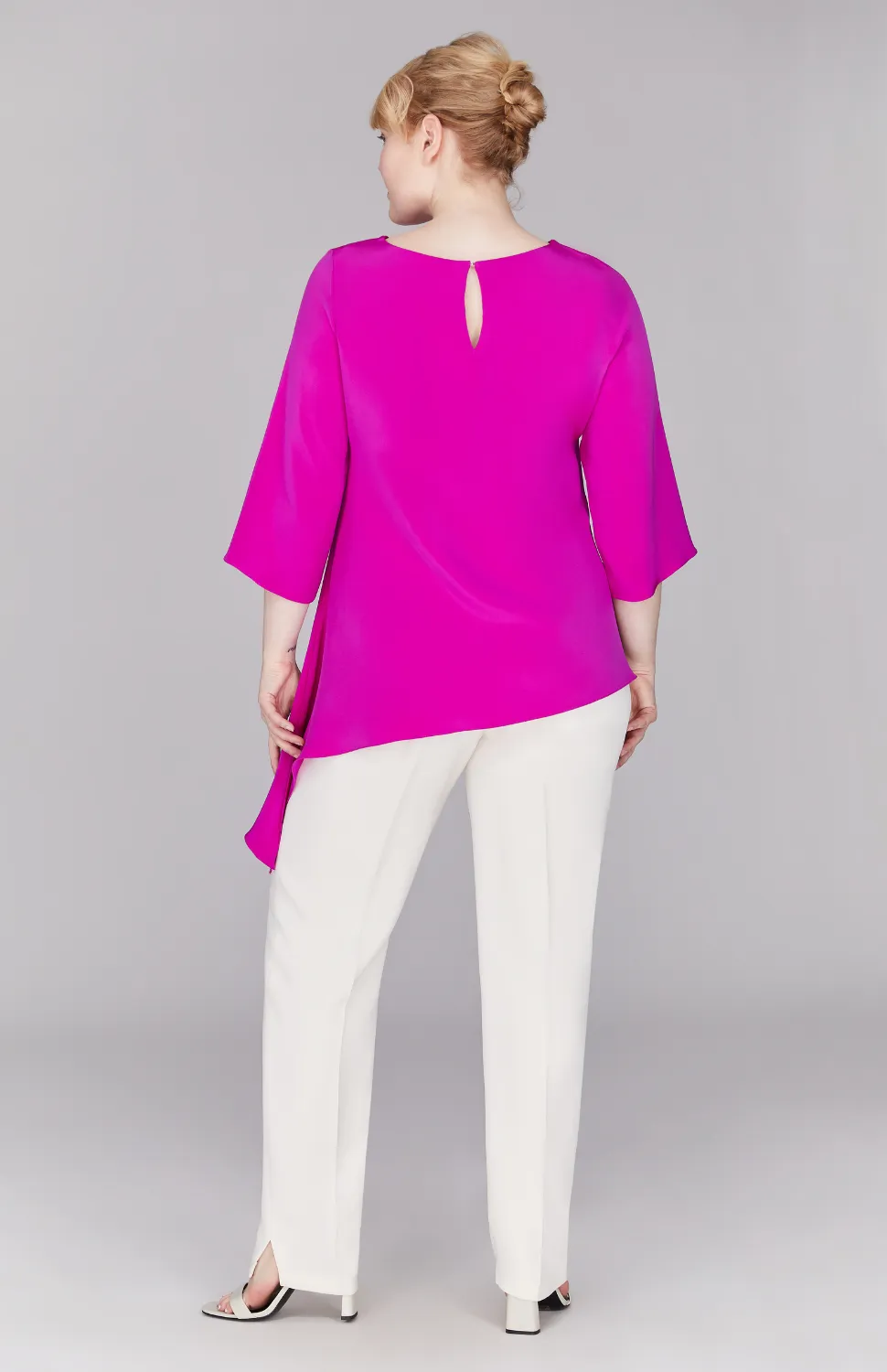 Silk Asymmetric Side Drape Tunic