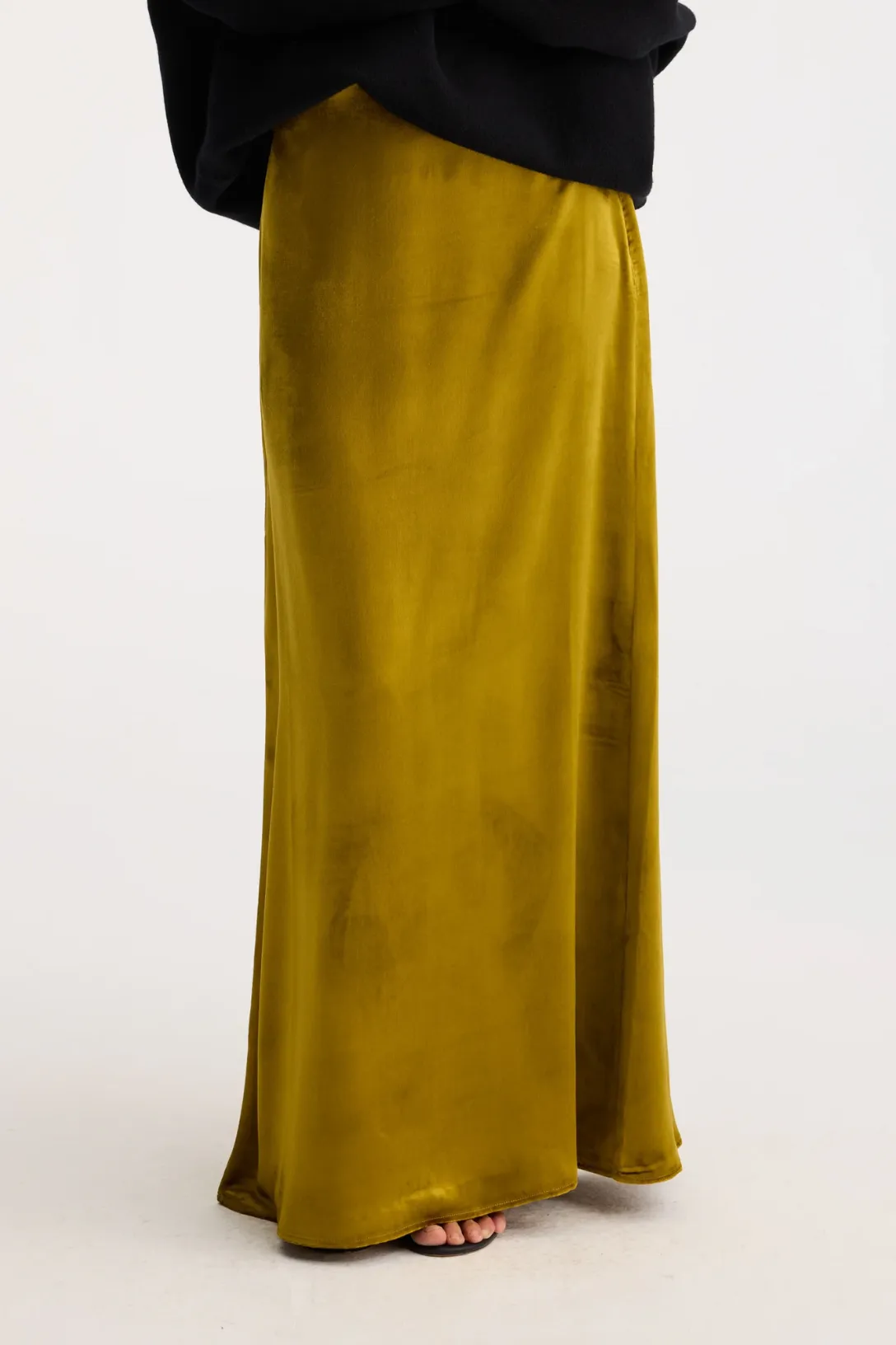 Silk-Blend Velvet Long Skirt | Gold