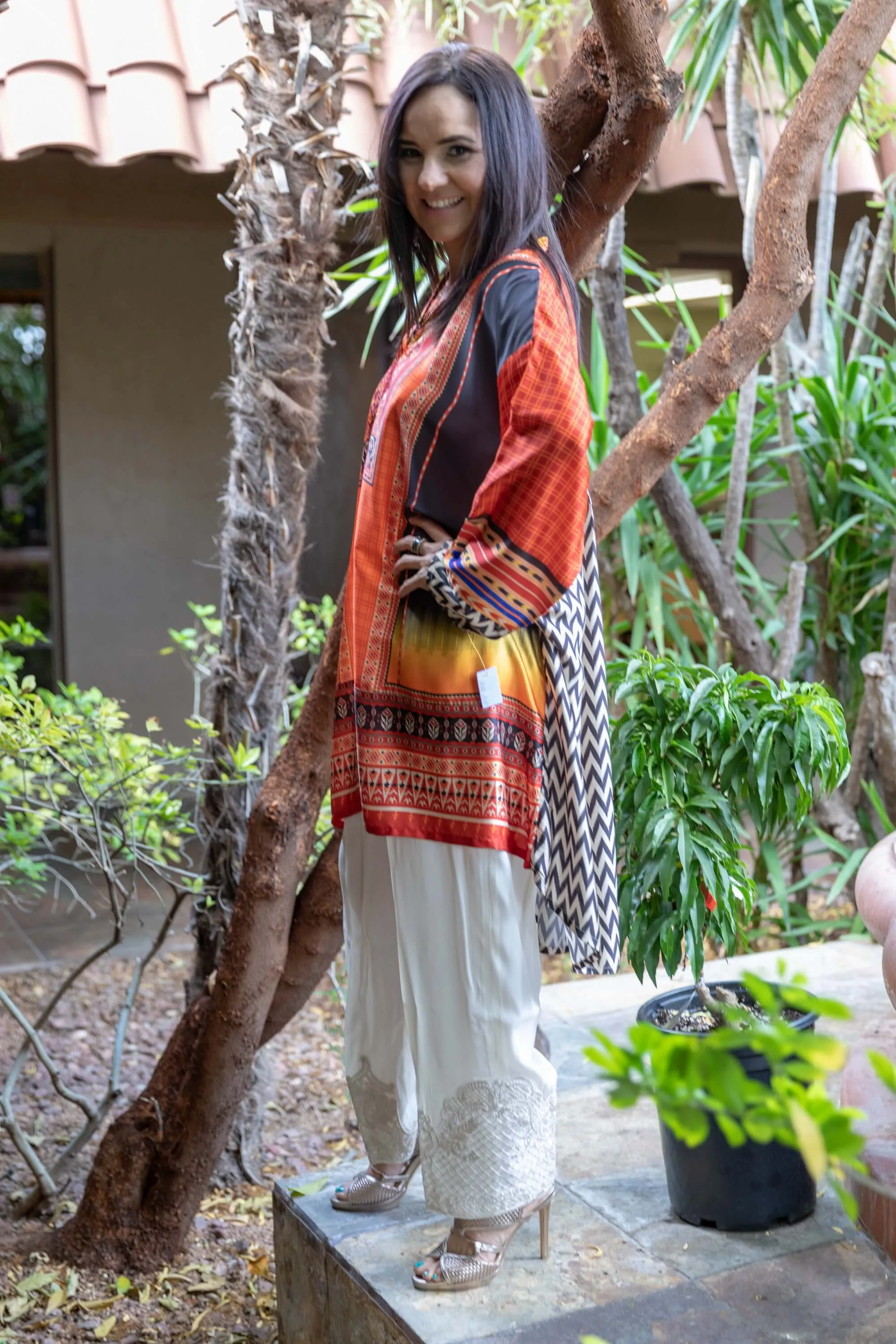 Silk Printed Shirt-Kurti - Khaddi