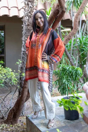 Silk Printed Shirt-Kurti - Khaddi