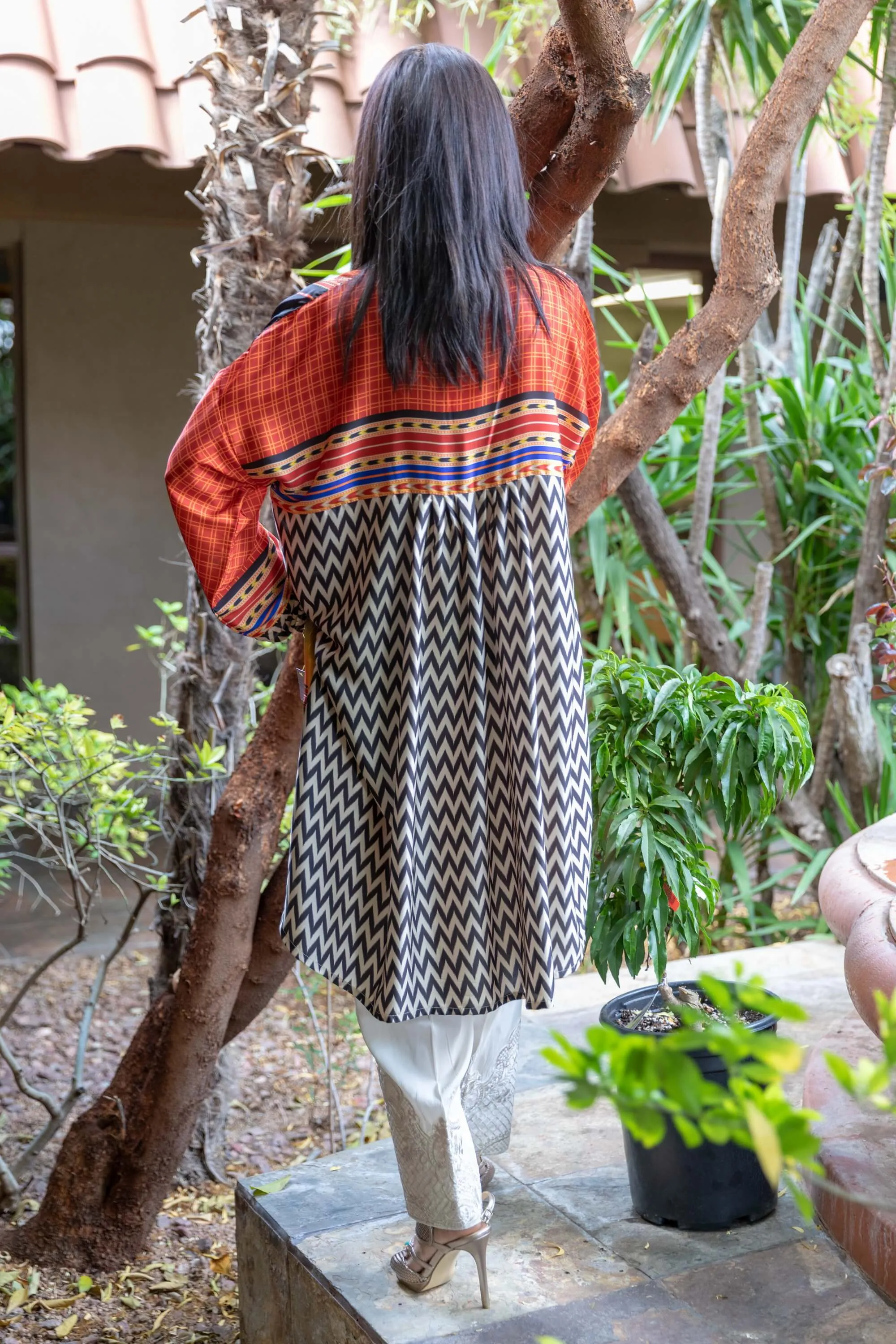 Silk Printed Shirt-Kurti - Khaddi