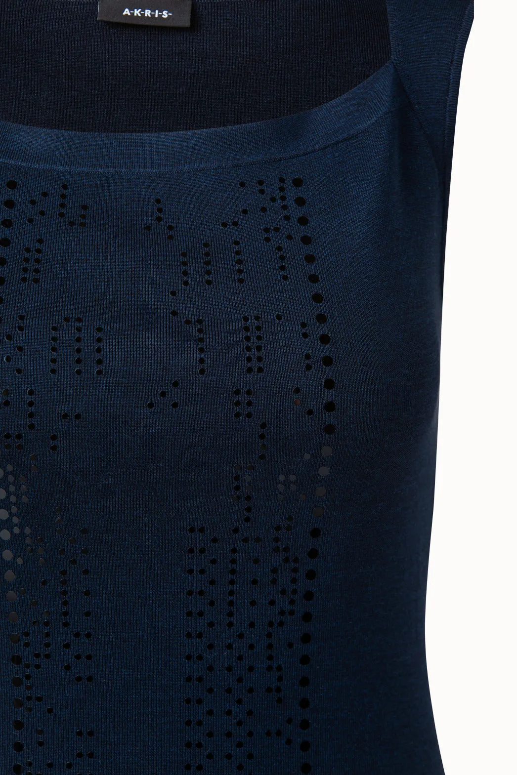 Silk Stretch Punchcard Application Knit Top