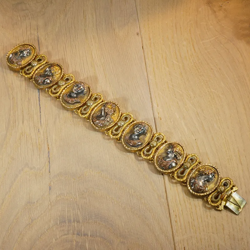 Silver and Gold Repoussé Cameo Bracelet c1800