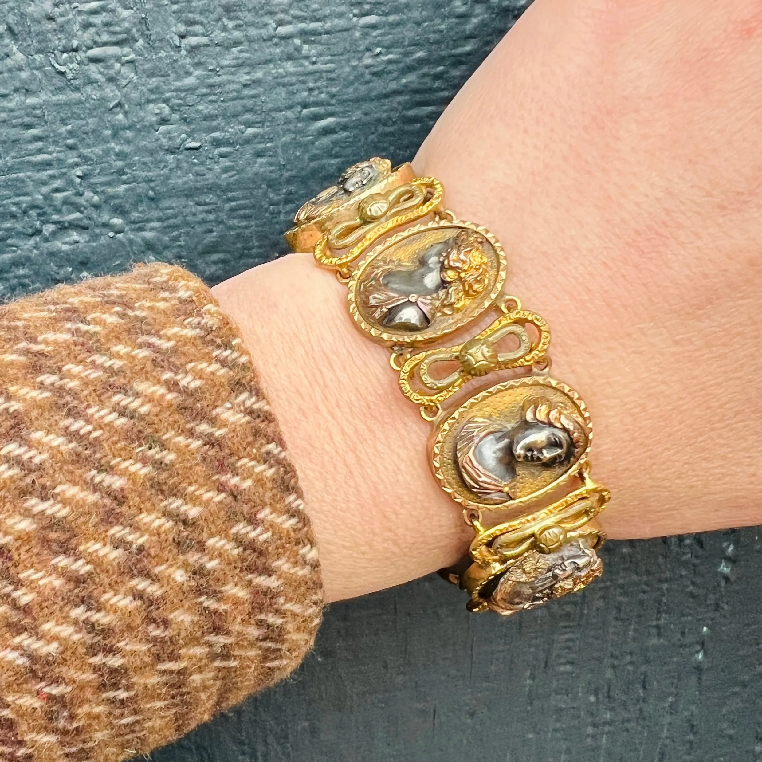 Silver and Gold Repoussé Cameo Bracelet c1800