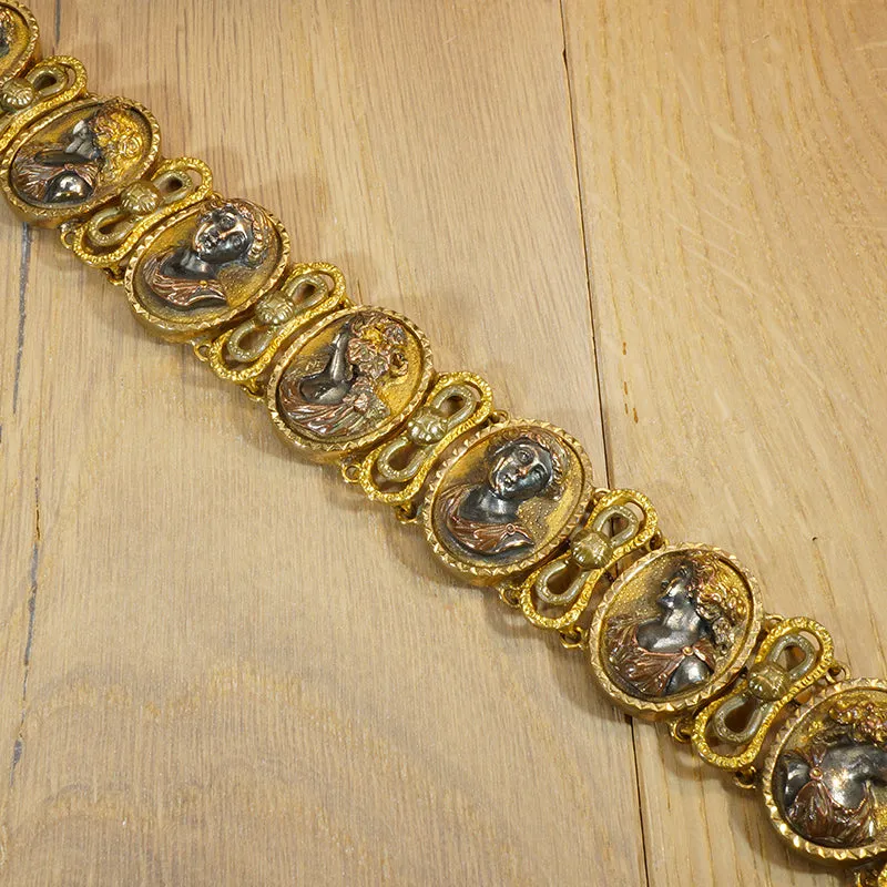 Silver and Gold Repoussé Cameo Bracelet c1800